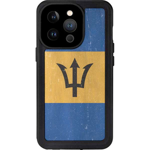 Barbados Flag Distressed iPhone 15 Pro Waterproof Case